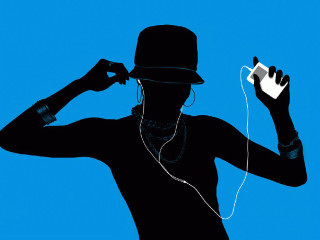 Person hat headphones holding music - music free wallpaper