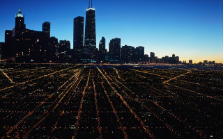 City skyline night lights blue 2 - the middle of it free wallpaper