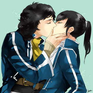 Couple kissing blue background green - bálint kiss free wallpaper