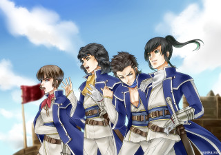 Anime characters blue sky clouds 15 - a group of anime characters free wallpaper