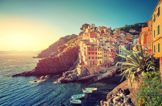 Small village shore boats cliff - evgeny lushpin free wallpaper