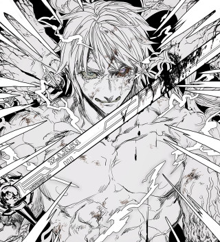Man sword demon shoulder drawing - a drawing of a man free wallpaper