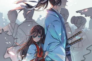 Woman man crowd long hair - a woman and a man free wallpaper