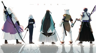 People swords white background group - a manga drawing free wallpaper for desktop