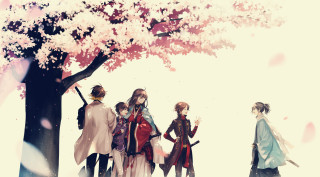 People tree pink flowers white - a storybook illustration free wallpaper for desktop