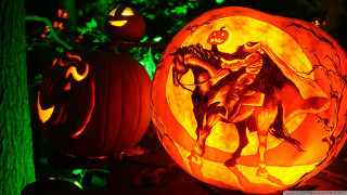 Carved pumpkin horse rider pumpkin - a pumpkin free wallpaper