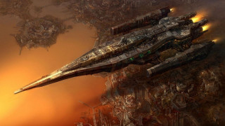 Futuristic ship floating buildings smoke - a futuristic ship free wallpaper