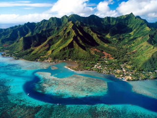 Beautiful island mountains blue water - blue water free wallpaper