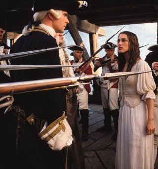 Woman white dress pirate costume - american romanticism free wallpaper
