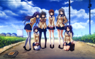 Girls road luggage sky clouds - their hand and a sky background free wallpaper