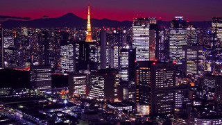 Cityscape red sky pink sky - a city free wallpaper