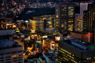 City night lights buildings illuminated - the building free wallpaper for desktop