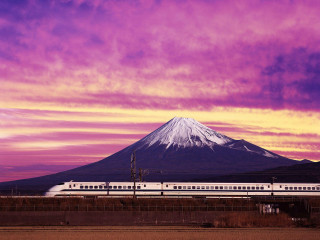 Train mountain purple sky yellow - sky free wallpaper