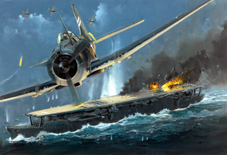 Plane ship ocean smaller plane - over a ship in the ocean free wallpaper