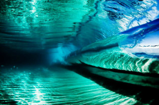 Blue cave ocean wave coming - impressionist free wallpaper