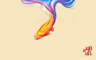 Fish long tail floating chinese - underneath free wallpaper