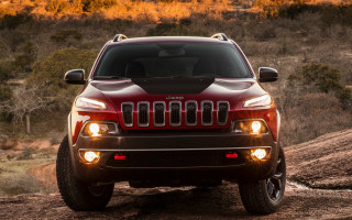 Red jeep desert dirtroad trees - a dirt road in the desert free wallpaper