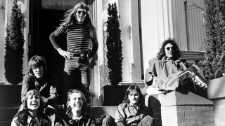 Group guitarists sitting building steps - bauhau free wallpaper