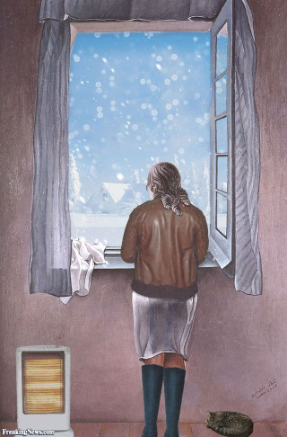 Woman looking out window cat - a painting of a woman free wallpaper