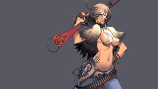 Woman gun bird shoulder sword - fantasy art free wallpaper