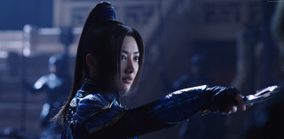 Woman blue leather sword serious - movie still free wallpaper