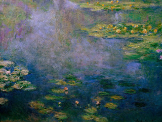 Water lilies flowers pond sky - impressionist free wallpaper
