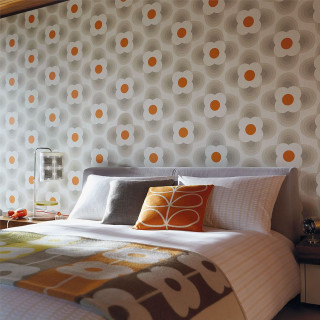 Bed white orange comforter pillows - a wall free wallpaper