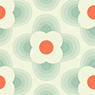 Flower pattern red center white - international typographic style free wallpaper