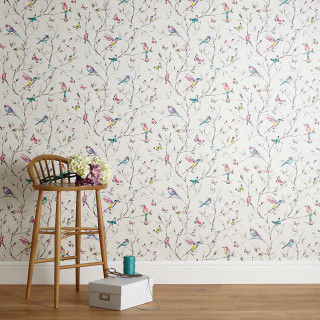 Chair vase flowers wooden floor - bird free wallpaper