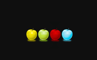 Colorful apples black background row - a pop art painting free wallpaper