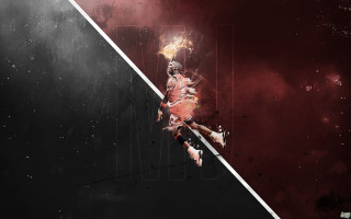 Basketball player jumping air ball 3 - his hand and a basketball free wallpaper