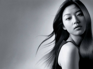 Woman long hair wind black 2 - free portrait wallpaper