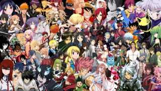 Anime characters group black white 3 - a picture free wallpaper