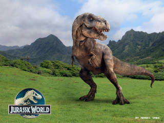 Dinosaur statue field mountains sign - adam rex free wallpaper
