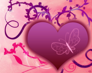 Heart butterfly swirly background side - a heart free wallpaper