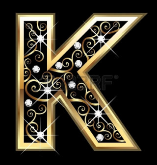 Gold letter k diamonds black - letterism free wallpaper