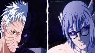 Anime characters blue hair glasses - their face free wallpaper