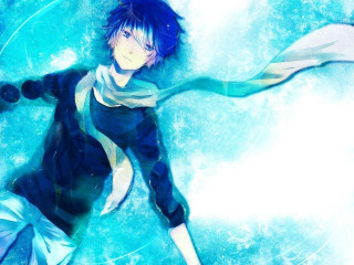 Man blue hair scarf blue - circular free wallpaper