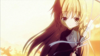 Girl long hair sword yellow - long hair holding free wallpaper