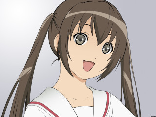 Anime girl long hair smile - her tongue free wallpaper