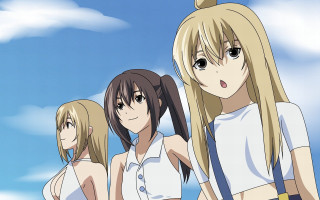 Anime girls blue sky clouds - one girl free wallpaper