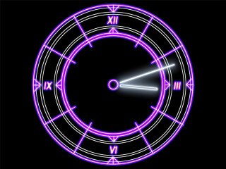 Purple clock black background white - retrowave free wallpaper