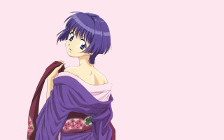 Purple hair kimono pink background - a purple dress free wallpaper
