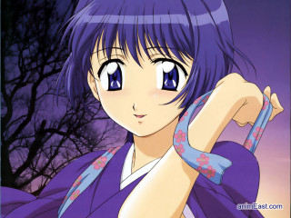 Anime girl purple hair blue 7 - anime visual free wallpaper