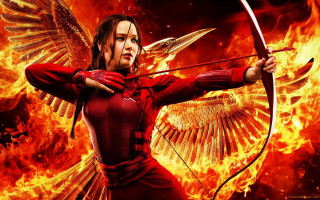 Woman red outfit bow arrow - a bow and arrow in front free wallpaper