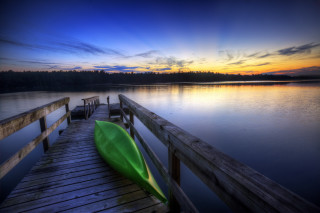 Green umbrella wooden dock sunset - a wooden dock next free wallpaper