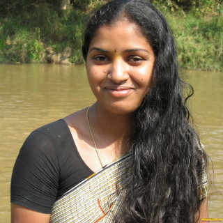 Woman standing river smile long - the water free wallpaper
