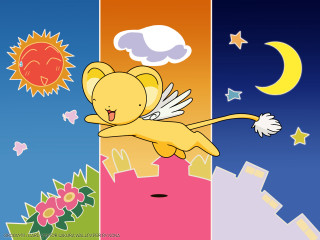 Yellow angel flying city stars - over a city free wallpaper