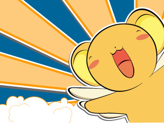 Cartoon character sunburst background clouds - cheerful free wallpaper