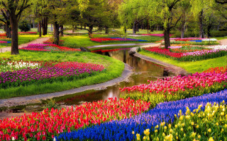 Park river flowers bridge nature 2 - a park free wallpaper